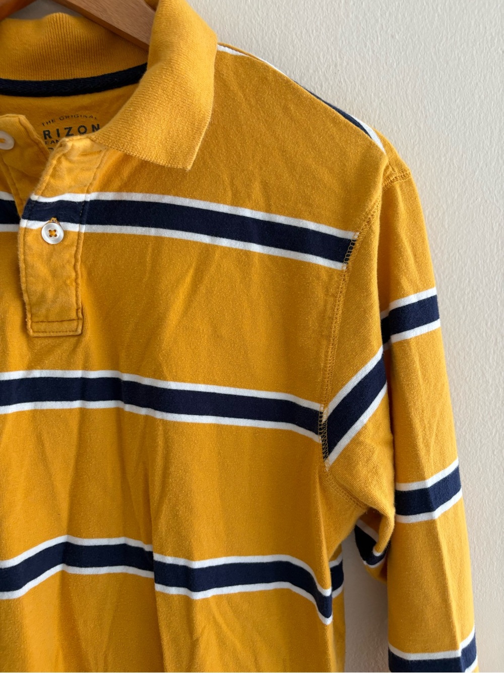 Arizona Jean Company Yellow Navy White Striped Polo